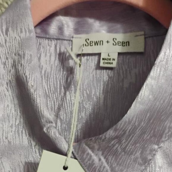 Sewn + Seen Lilac Long Sleeve Button Down Top NWT - Picture 3 of 11